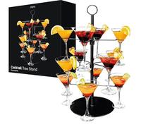Mikamax Présentoir à cocktails Arbre à 3 niveaux extensible 12 verres, noir mat 55,5 cm