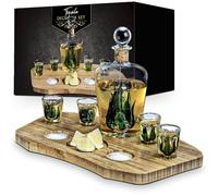 Mikamax – Set à tequila – Carafe 840ml, bouchon liège, plateau bambou, 4 verres à tequila