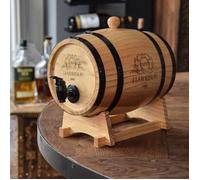 Mikamax - Wooden Barrel Dispenser - Tonneau Traditionnel Du Vin Et Du Whisky - Distributeur De Tonneau En Bois - Ø 20 cm - 3L - 2 Sacs Et 2 Robinets