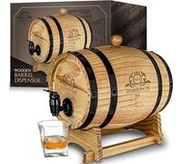 Mikamax - Wooden Barrel Dispenser - Tonneau Traditionnel Du Vin Et Du Whisky - Distributeur De Tonneau En Bois - Ø 20 cm - 3L - 2 Sacs Et 2 Robinets