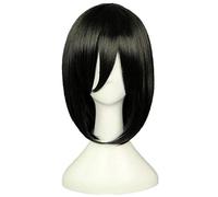 Mikasa Ackerman Anime Attack on Titan Cosplay Court Noir Coin + Cache Cheveux Synthétiques Halloween Party Props Filles Femmes