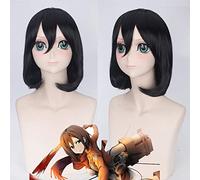Mikasa Ackerman Cosplay perruques attaque sur Titan Cosplay noir droit Bob perruque résistant à la chaleur cheveux synthétiques Halloween PL-196
