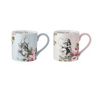MIKASA and The V & A « His and Her » Lot de 2 tasses pour couples, 380 ml, porcelaine anglaise Alice au pays des merveilles, passe au lave-vaisselle et coffret cadeau