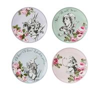 MIKASA and The V & A Lot de 4 assiettes à gâteau pour thé de l'après-midi, 21 cm, porcelaine anglaise, Alice au pays des merveilles, passe au lave-vaisselle et dans une boîte cadeau