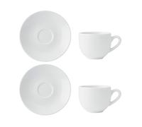 Mikasa Chalk 2pc Porcelain Espresso Cup and Saucer Set, White Cups and Saucers, 90ml | China Cup & Saucer for Everyday Dining | Dishwasher & Microwave Safe