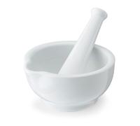 Mikasa Chalk Pilon et mortier en porcelaine, mortier et pilon blancs pour broyer les herbes et les épices | Emballage cadeau et lavable au lave-vaisselle