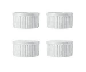 Mikasa Chalk Ramequins en porcelaine, 9,5 cm, lot de 4 ramequins blancs pour desserts et soufflés, plats à soufflé individuels - vont au four et au lave-vaisselle