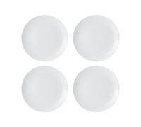 Mikasa Chalk Set d'assiettes d'appoint en porcelaine 4 pièces, 4x assiettes d'appoint en porcelaine blanche pour tous les jours et les occasions, 21cm - Résiste au micro-ondes et a