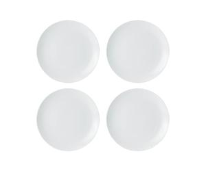 Mikasa Chalk Set d'assiettes d'appoint en porcelaine 4 pièces, 4x assiettes d'appoint en porcelaine blanche pour tous les jours et les occasions, 21cm - Résiste au micro-ondes et a