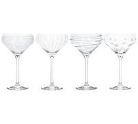 Mikasa 'Cheers' C000213 Lot de 4 verres flûtes à champagne en cristal avec gravure décorative, effet argent, 400 ml