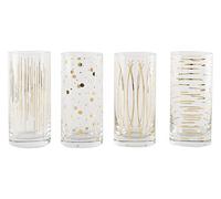 Mikasa Cheers Lot de 4 Verres à Cocktail Highball en Cristal gravé, Effet doré, 470 ML