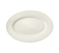 Mikasa Cranborne Plat de service ovale pour aliment en grès couleur crème, 39 cm, grand plat de service - va au micro-ondes et au lave-vaisselle