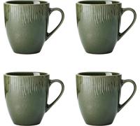 Mikasa Jardin Set de 4 tasses, vertes, Set de 4 tasses, 420ml Tasses en grès pour le thé et le café - Emballage cadeau et lavable au lave-vaisselle