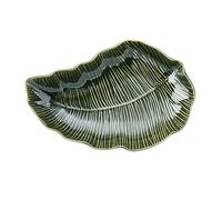 Mikasa Jardin plat de service en grès en forme de feuille, plat de service vert unique pour les réceptions, 31,5 cm - Lavable au lave-vaisselle