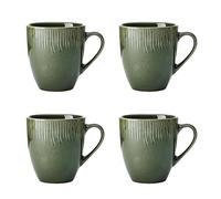 Mikasa Jardin Set de 4 tasses, vertes, Set de 4 tasses, 420ml Tasses en grès pour le thé et le café - Emballage cadeau et lavable au lave-vaisselle
