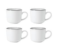 Mikasa Limestone Set de tasses en porcelaine, 4x tasses en porcelaine avec bord noir pour le thé et le café, 360ml| Emballage cadeau et lavable au lave-vaisselle