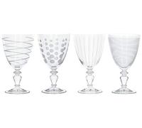 Mikasa - Lot de 4 Verres à Vin en Cristal, Motifs Décoratifs et Effet Argenté, Collection Cheers by Mikasa, 340 ml
