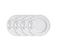 Mikasa Love Story Platinum Banded Dinner Plates, Set of 4, White
