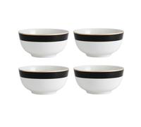 Mikasa Luxe Deco Bols de Céréales de Porcelaine, Set de 4 bols ronds avec motif Art Déco, 21cm, Bols de soupe pour 4 - Emballé comme cadeau et résistant au lave-vaisselle