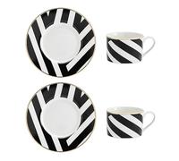 Mikasa Luxe Deco Set de tasses à thé et soucoupes en Chine, 2x tasses à thé et soucoupes avec impression géométrique, tasses de 200ml - Emballage cadeau et lavable au lave-vaisselle
