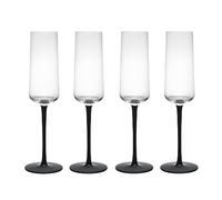 Mikasa Palermo Set de 4 flûtes à champagne en cristal, 250ml, verre à champagne avec pied noir - 100% cristal sans plomb - Emballage cadeau et lavable au lave-vaisselle