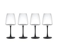 Mikasa Palermo Verres à vin blanc en cristal, lot de 4, 400ml, Verres à vin blanc avec tiges noires - 100% cristal sans plomb - Emballage cadeau et lavable au lave-vaisselle