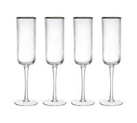 Mikasa Sorrento Flûtes à Champagne en cristal strié avec bord doré et forme large, 200 ml, lot de 4 verres fins transparents sans plomb, design épuré pour les célébrations