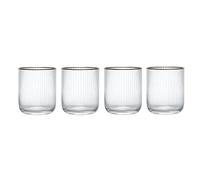 Mikasa Sorrento Verres à pied en cristal strié avec bord doré et forme large, 380 ml, lot de 4 verres fins transparents sans plomb, design épuré pour les célébrations