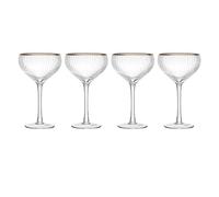 Mikasa Sorrento Verres coupes en cristal avec bord doré et forme large, 380 ml, lot de 4 verres fins transparents sans plomb, design épuré pour les célébrations