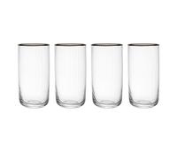 Mikasa Sorrento Verres Highball en cristal strié avec bord doré et forme large, 510 ml, lot de 4 verres fins transparents sans plomb, design épuré pour les célébrations