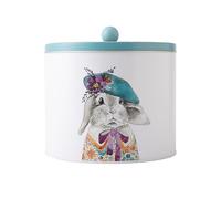 Mikasa Tipperleyhill Boîte à Biscuits Ronde Décorative pour Collations, Cookies, Thé en Vrac, Menthe, Thé, Café, Sucre, avec Finition Mate et Motif de Lapin, 1 Pièce, 18 X 15 cm