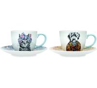 Mikasa Tipperleyhill Tasses de Thé et soucoupes, set de 2 tasses de Porcelaine fine, 240 ml, lavable au lave-vaisselle et en boîte de Boîte cadeau de