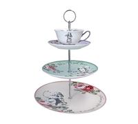 Mikasa V&A Présentoir à gâteaux à 3 étages avec tasse à thé, porcelaine anglaise Alice au pays des merveilles, passe au lave-vaisselle et coffret cadeau