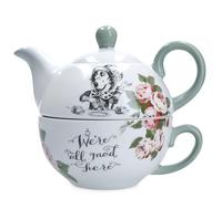 Mikasa V&A Tea for One Service à thé et tasse en porcelaine anglaise pour une personne, Alice au pays des merveilles, passe au lave-vaisselle et coffret cadeau