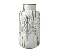 Mikasa Vase en céramique Blanc et Beige avec Feuilles gaufrées, 13 x 13 x 27 cm