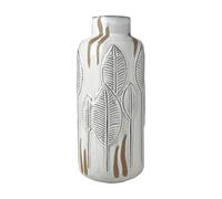 Mikasa Vase en céramique Blanc et Beige, Motif Feuilles gaufrées, 15 x 15 x 35 cm