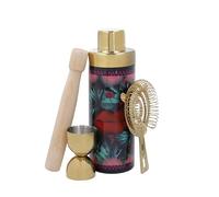 Mikasa x Sarah Arnett 4pc Cocktail Shaker Set, Stainless Steel Making Cocktail Set with 600ml Shaker, Double Jigger, Strainer & Muddler - Bartender Kit for Home Bars