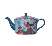 Mikasa x Sarah Arnett Théière, Théière en porcelaine avec couvercle, imprimé tropical pour les réceptions, 11L - Emballage cadeau et lavable au lave-vaisselle
