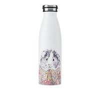 Mikasa x Tipperleyhill Bouteille en acier inoxydable à double paroi, 500ml Bouteille à boissons isolée sous vide pour conserver les boissons froides et chaudes, avec impression de cochon d'Inde