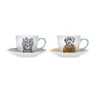 Mikasa X Tipperleyhill Lot de 2 Tasses à Thé et Soucoupes en Porcelaine Fine, 240 ml, Optimales pour le Thé de l'Après-Midi, Passent au Lave-Vaisselle, avec Boîte Cadeau