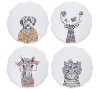 MIKASA X Tipperleyhill Lot de 4 Sets de Table à Bord Festonné, Protecteurs de Table pour Salle à Manger, Résistants à la Chaleur Jusqu'À 120 °C, Imprimé Animal, 29 cm, Boîte Cadeau