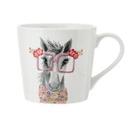Mikasa x Tipperleyhill tasse en porcelaine, 380ml, tasse en porcelaine fine avec détails en or véritable, mug fantaisie pour le thé et le café avec impression de cheval, emballage cadeau