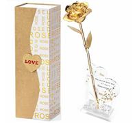 Mikasol Or Trempé 24K Or Rose, De Fleurs Infinies DéCoration Immersion à La Main 24K Cadeaux Roses Romantiques pour Les Femmes sur Son éPouse Petite Amie Anniversaire Valentine FêTe des MèRes NoëL