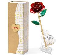 Mikasol Plaqué Or 24K des Roses PréServéEs pour Toujours, ImpréGnation Manuelle Cadeaux Romantiques pour Les Femmes dans Sa Femme Petite Amie Anniversaire Saint Valentin FêTe des MèRes NoëL (Rouge)