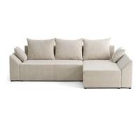 Best mobilier Canapé d'angle convertible Mike coffre réversible velours côtelé 4 places beige
