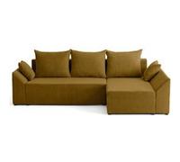 Mike - canapé d'angle réversible - 4 places - convertible avec coffre - en velours côtelé - Jaune