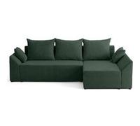Mike - canapé d'angle réversible - 4 places - convertible avec coffre - en velours côtelé - Vert Vert