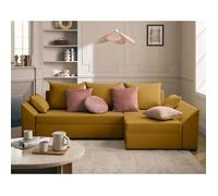 Mike - canapé d'angle réversible - 4 places - convertible avec coffre - en velours - Jaune