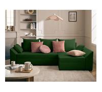 Mike - canapé d'angle réversible - 4 places - convertible avec coffre - en velours - Vert