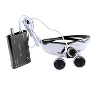 Mike-Dental Loupes jumelles chirurgicales portables en verre optique 3,5X-R avec lampe frontale LED (Noir)